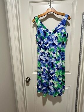 Lovely Chaps Blue Green White Floral Midi Dress